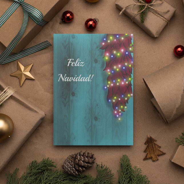 Red Chile ristra on blue door Christmas lights Invitation (Creator Uploaded)