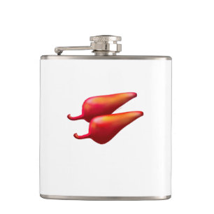 Red Chili Peppers white wrapped flask