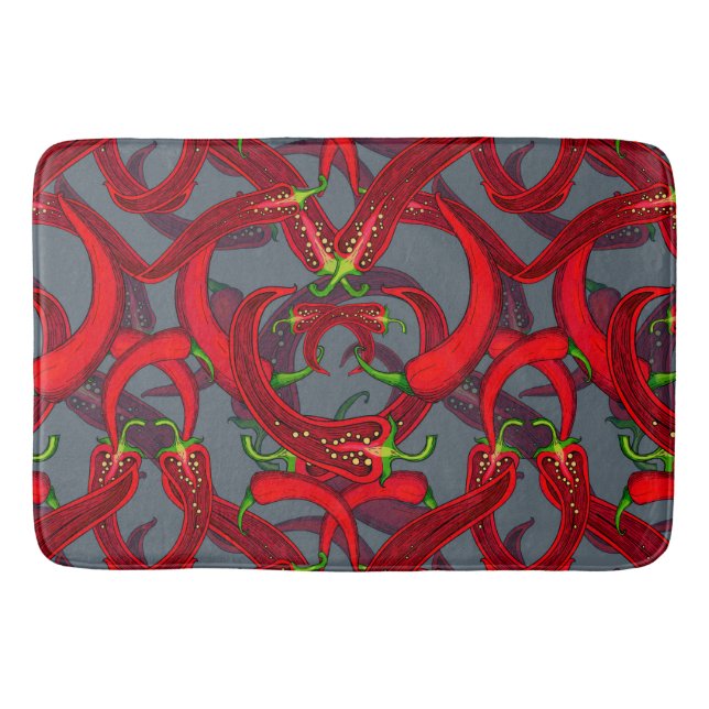 red chili peppers with  bath mat (Front)