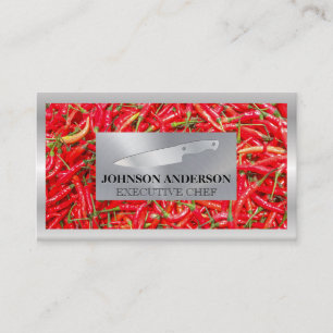 Red Chilis Background Metal Knife and Elements Loyalty Card