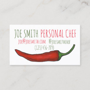 Red Chilli Chile Pepper Chef Restaurant Cook Food Business Card