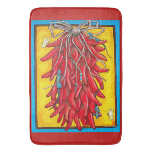 Red Chilli Chile Pepper Ristra Lizard Bath Mat