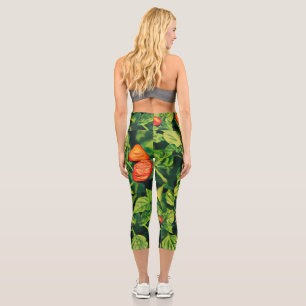 Red Chilli Habanero Peppers Pattern Capri Leggings