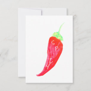 Red Chilli Hand Painted Watercolor Peppers Card