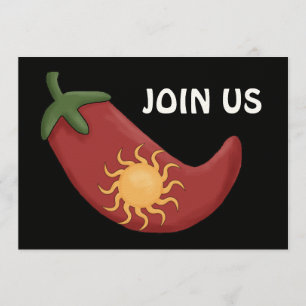 Red Chilli Pepper BBQ - Western Party Invitation