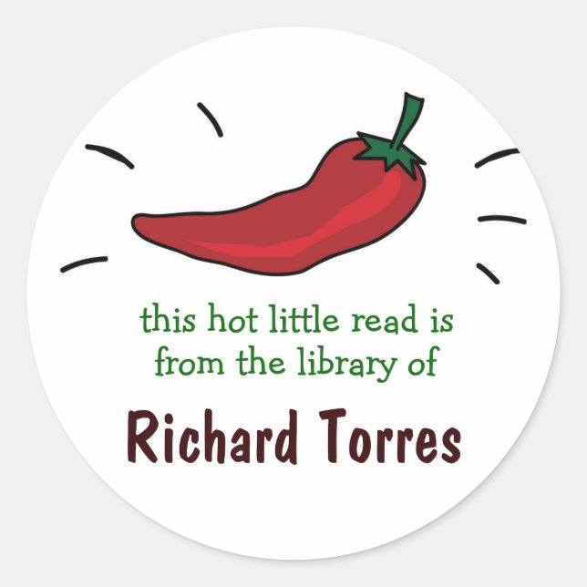 Red Chilli Pepper Bookplates Classic Round Sticker (Front)