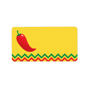 Red chilli pepper jalapeno with mexican border label