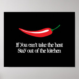 Red chilli pepper kitchen poster with funny quote