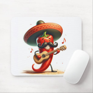Red Chilli Pepper Musician Mouse Mat