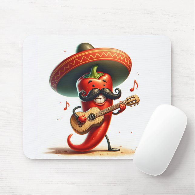 Red Chilli Pepper Musician Mouse Mat (With Mouse)