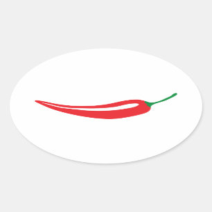 Red chilli pepper oval sticker