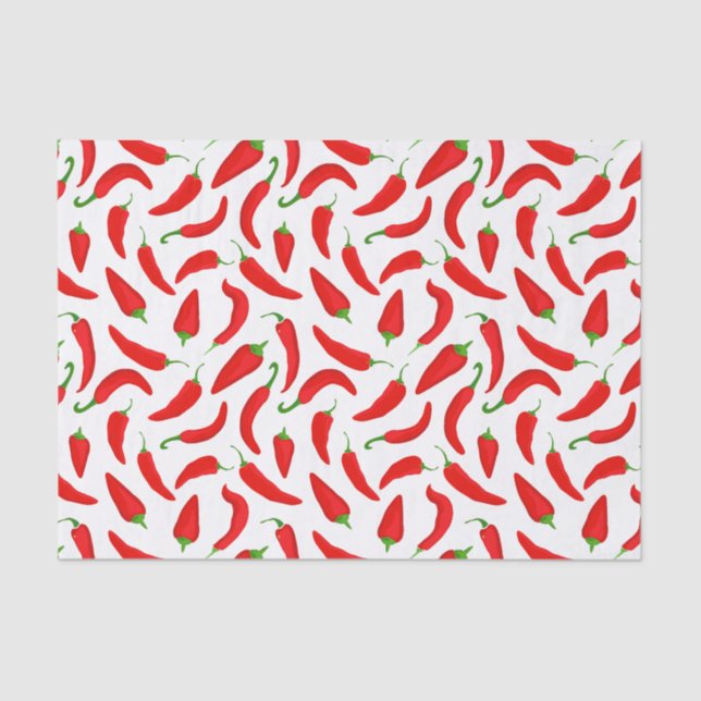 Red Chilli Pepper Pattern on White Tissue Paper (Front)