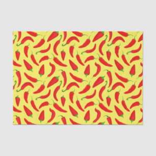 Red Chilli Pepper Pattern on Yellow Tissue Paper