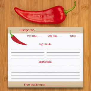 Red Chilli Pepper Recipe Card