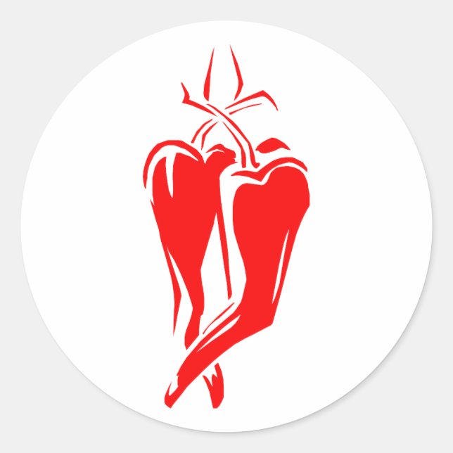 red chilli pepper two dancing abstract classic round sticker (Front)