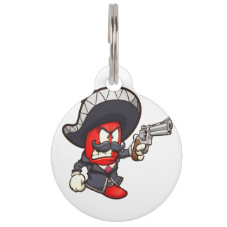 red chilli pepper with a mariachi outfit and a rev pet tag