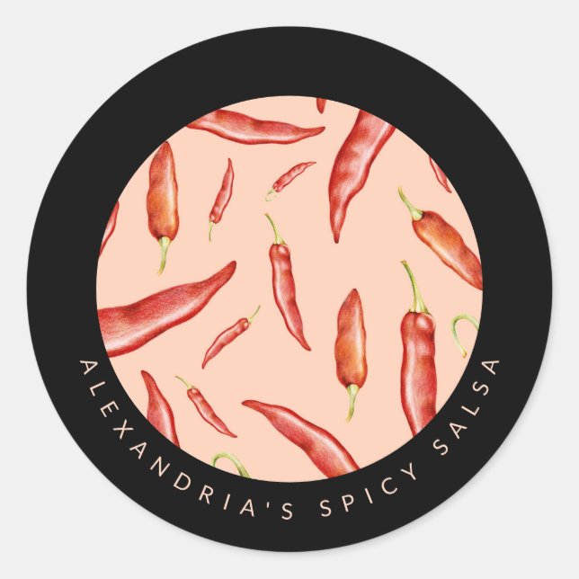 Red Chilli Pepper | Your Personalised Spicy Salsa Classic Round Sticker (Front)