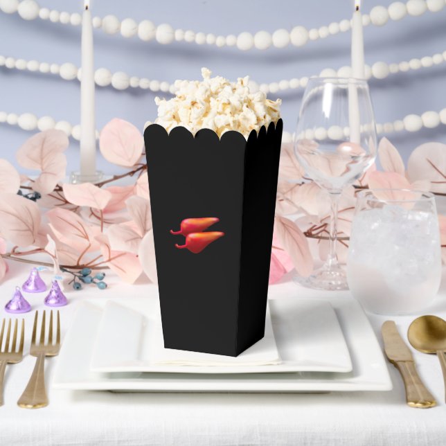 Red Chilli Peppers black popcorn boxes (Wedding)