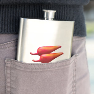 Red Chilli Peppers clear stainless steel flask