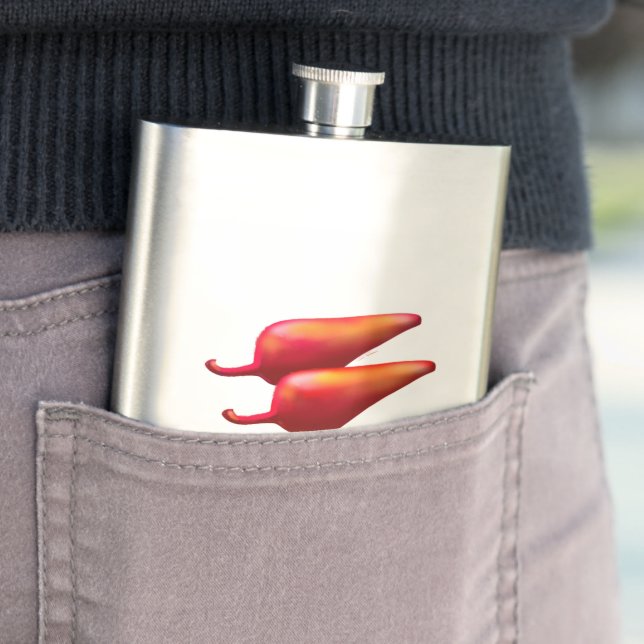 Red Chilli Peppers clear stainless steel flask (In Situ)