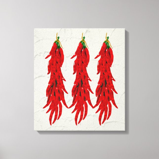 Red Chilli Peppers Kitchen Art Canvas Print (Front)