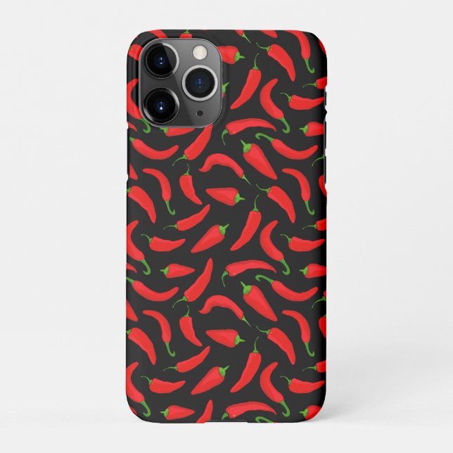 Red Chilli Peppers on Black iPhone Case (Back)