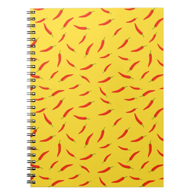 Red Chilli Peppers Pattern Notebook (Front)