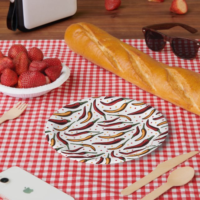 Red Chilli Peppers Pattern  Paper Plate (Picnic)