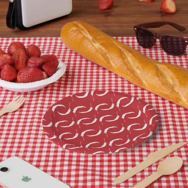 Red Chilli Peppers Pattern  Paper Plate (Picnic)