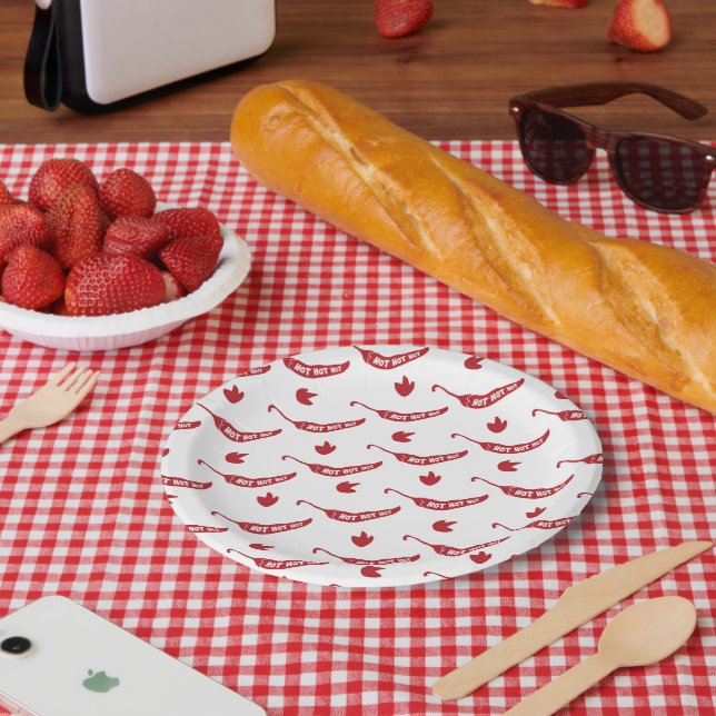 Red Chilli Peppers Pattern  Paper Plate (Picnic)