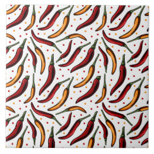Red Chilli Peppers Pattern Tile
