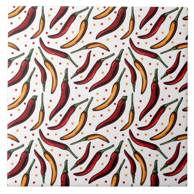 Red Chilli Peppers Pattern  Tile (Front)
