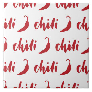 Red Chilli Peppers Pattern Tile