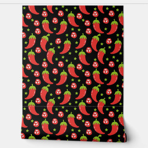 Red Chilli Peppers Pattern Wallpaper