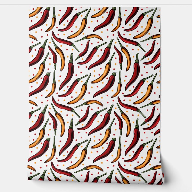 Red Chilli Peppers Pattern  Wallpaper (Unrolling)