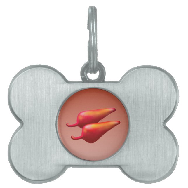 Red Chilli Peppers pet bone ID tag (Front)