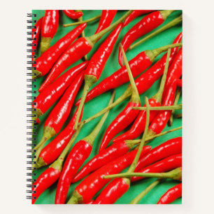 Red chilli peppers print notebook