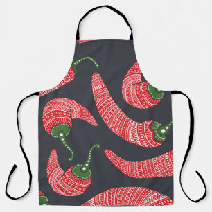 Red chilli peppers: seamless vintage pattern apron