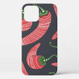 Red chilli peppers: seamless vintage pattern iPhone 12 case