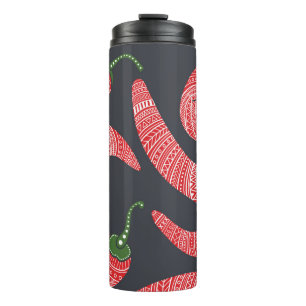 Red chilli peppers: seamless vintage pattern thermal tumbler