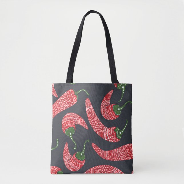 Red chilli peppers: seamless vintage pattern tote bag (Front)