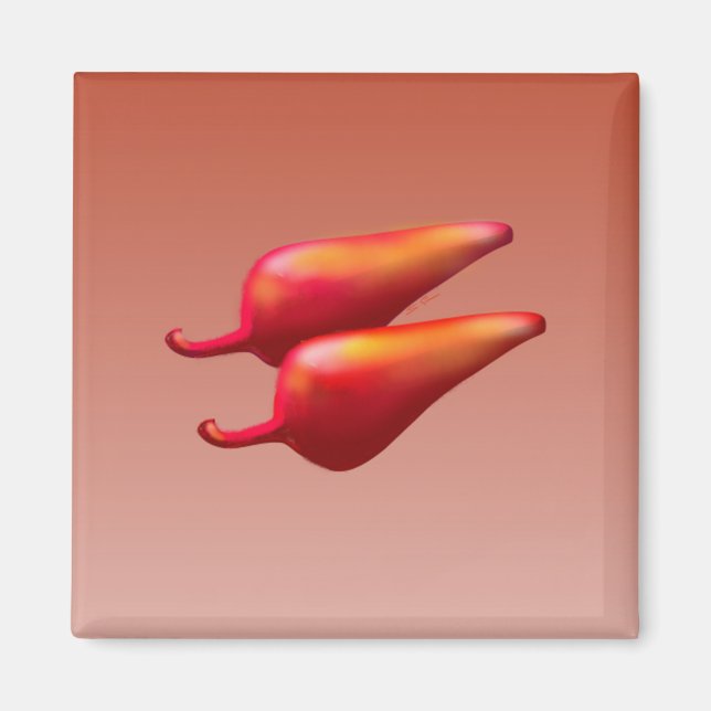 Red Chilli Peppers square magnet (Front)