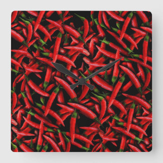 Red Chilli Peppers Square Wall Clock