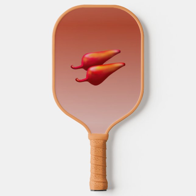 Red Chilli Peppers tan pickleball paddle (Front)
