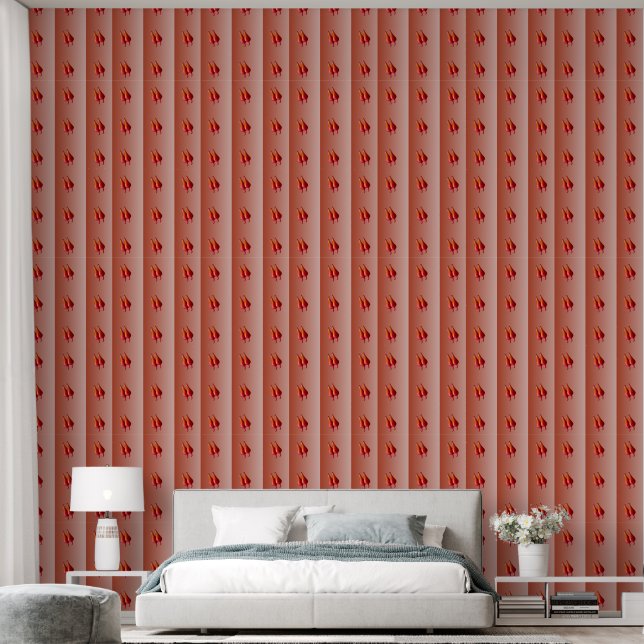 Red Chilli Peppers textured vinyl wallpaper vert (Bedroom)