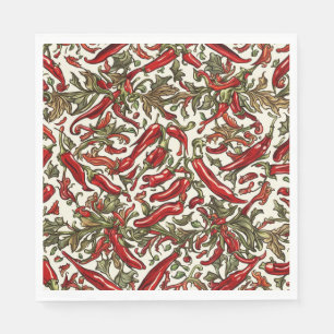Red Chilli Peppers Vintage Napkin