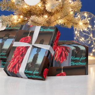 Red Chilli Ristra Zia Sun Home For Christmas in NM Wrapping Paper