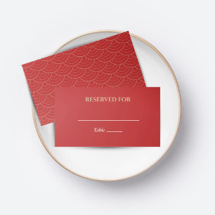 RED CHINESE CHINOISERIE WEDDING PLACE CARD