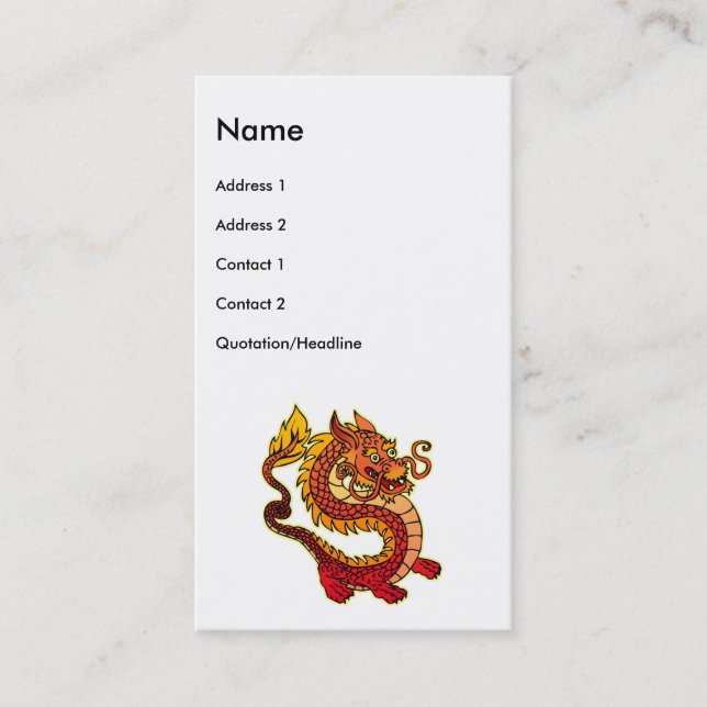 Red Chinese Dragon Business Cards (Front)