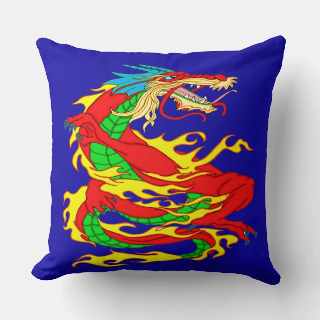 Red Chinese Dragon Cushion (Front)